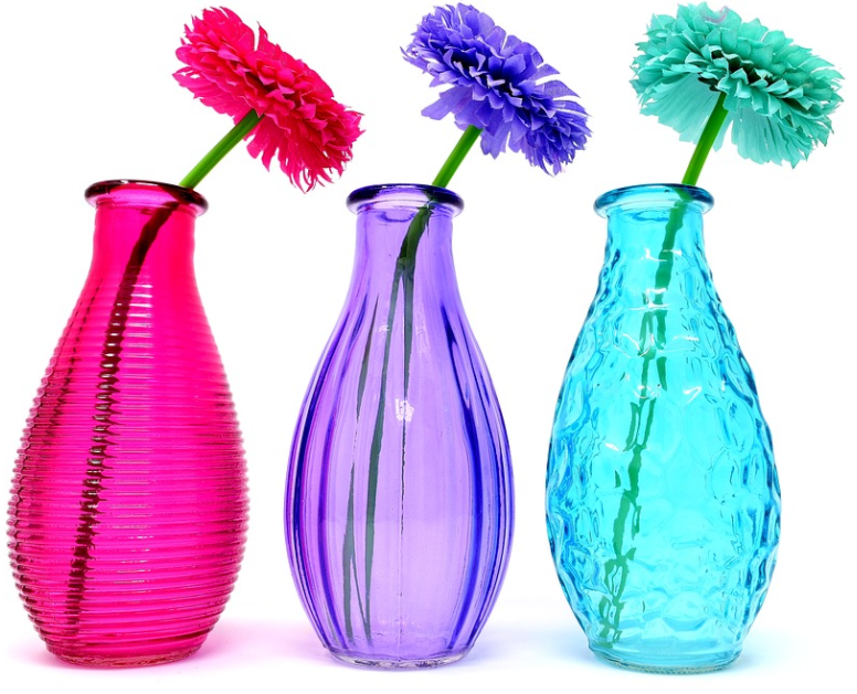 painting, flower vessels